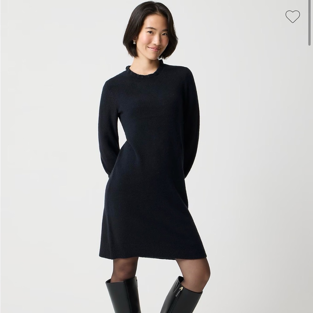 J. Crew Factory Ruffleneck Sweater Dress in Extra-Soft Yarn